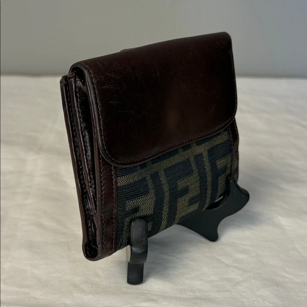 Vintage Fendi Leather & Zucca Canvas Wallet – Made in Italy – EUC